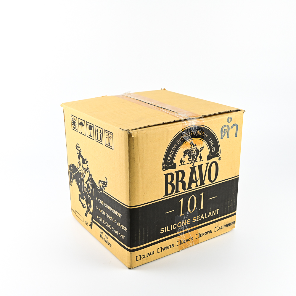 BRAVO-กาวซิลิโคน-101-สีดำ-ราคาต่อหลอด-1-กล่องมี-25หลอด